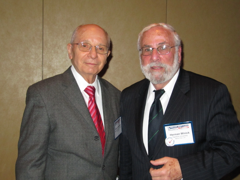 Herman Winick (right) and fellow Sakharov Prize winner Morris (Moishe) Pripstein.