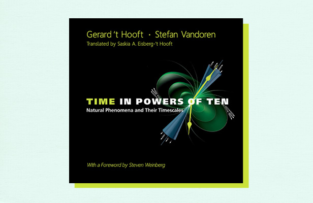 Illustration of book cover "Time in Powers of Ten" by Steven Weinberg