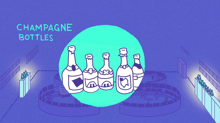 Illustration of CCC Champagne Bottles