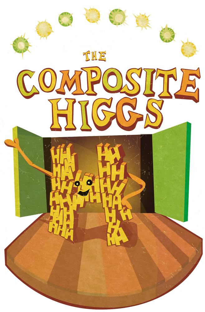 Illustration of "H" made of "H's" on stage "Composite Higgs" in arch above