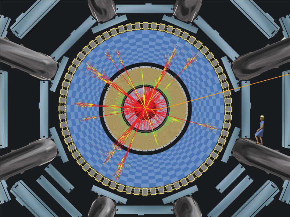Image of a simulated black hole decay in a collision in the ATLAS detector