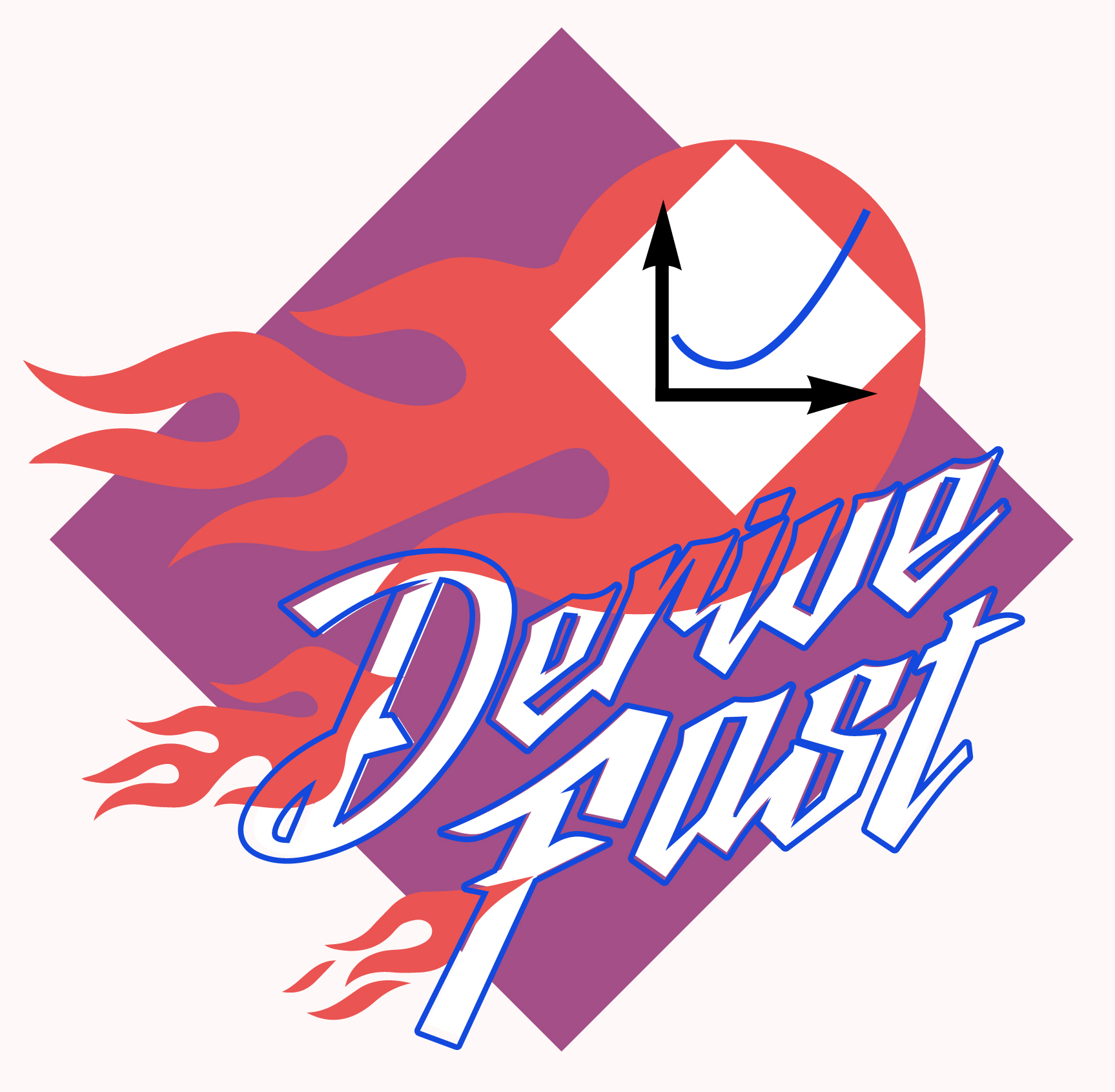 Derive Fast: illustration of a physics-themed biker gang patch
