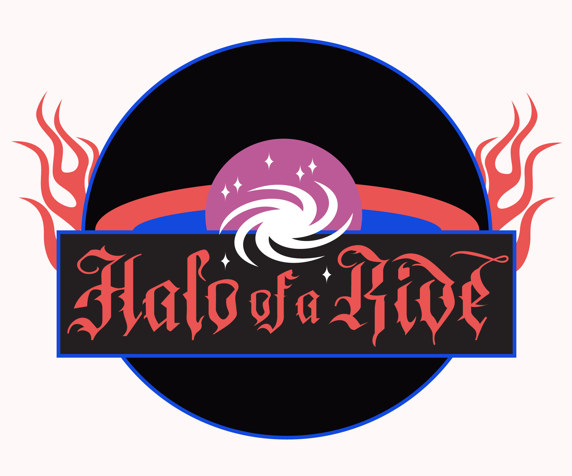Halo of a Ride: illustration of a physics-themed biker gang patch