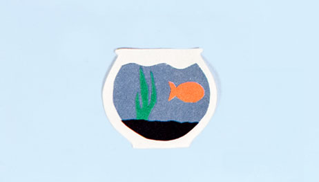 Illustration of goldfish in bowl