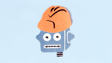 Illustration of robot wearing construction hat