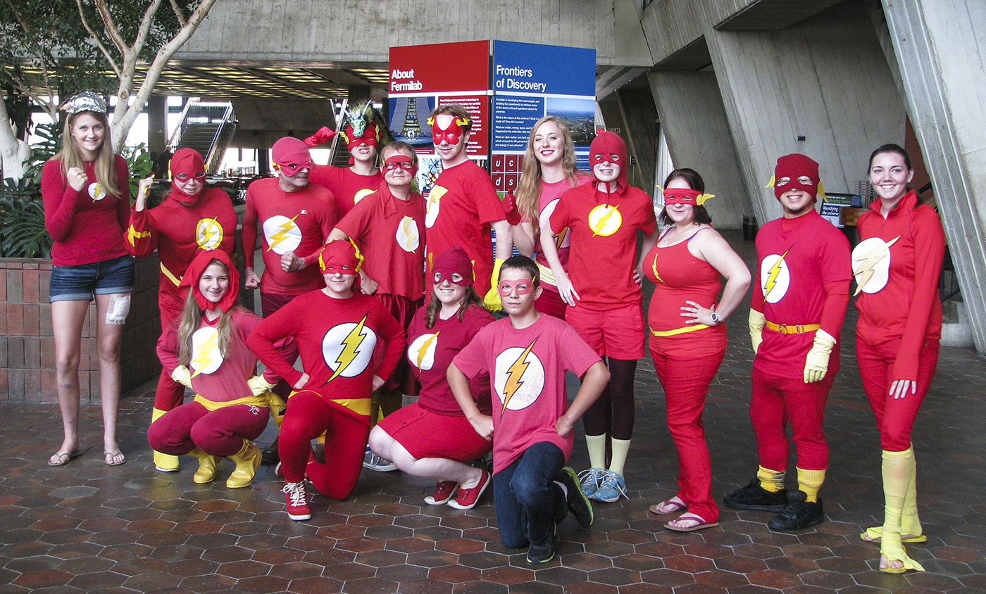 Photo of group of kids dressed as the Flash at Fermilab