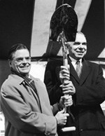 Founding Director Robert Wilson (left) and Glenn Seaborg at the ground breaking for the National Accelerator Laboratory, now known as Fermilab. 