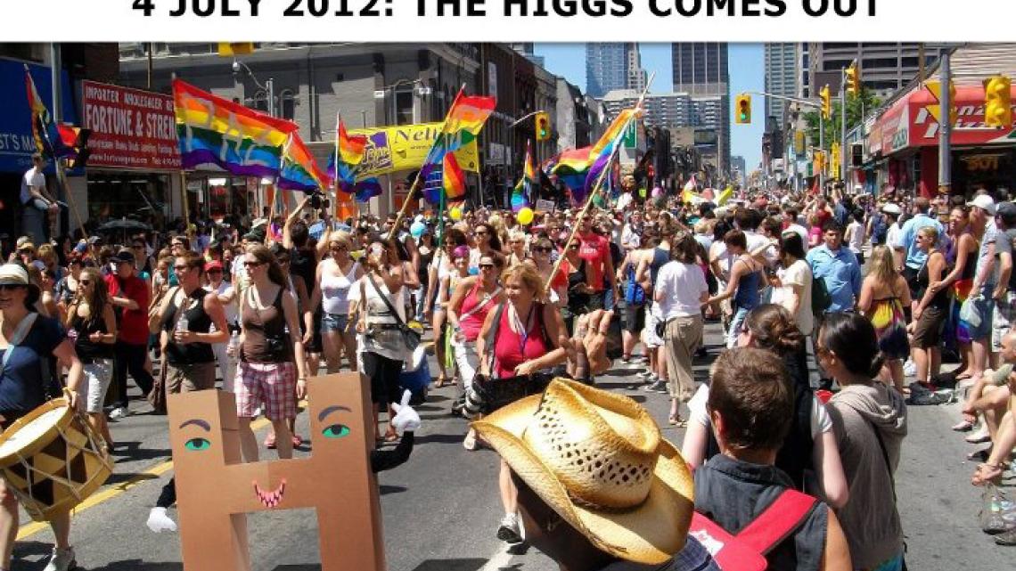 Photo of the Higgs in a Pride Parade "4 July 2012: The Higgs Comes Out"