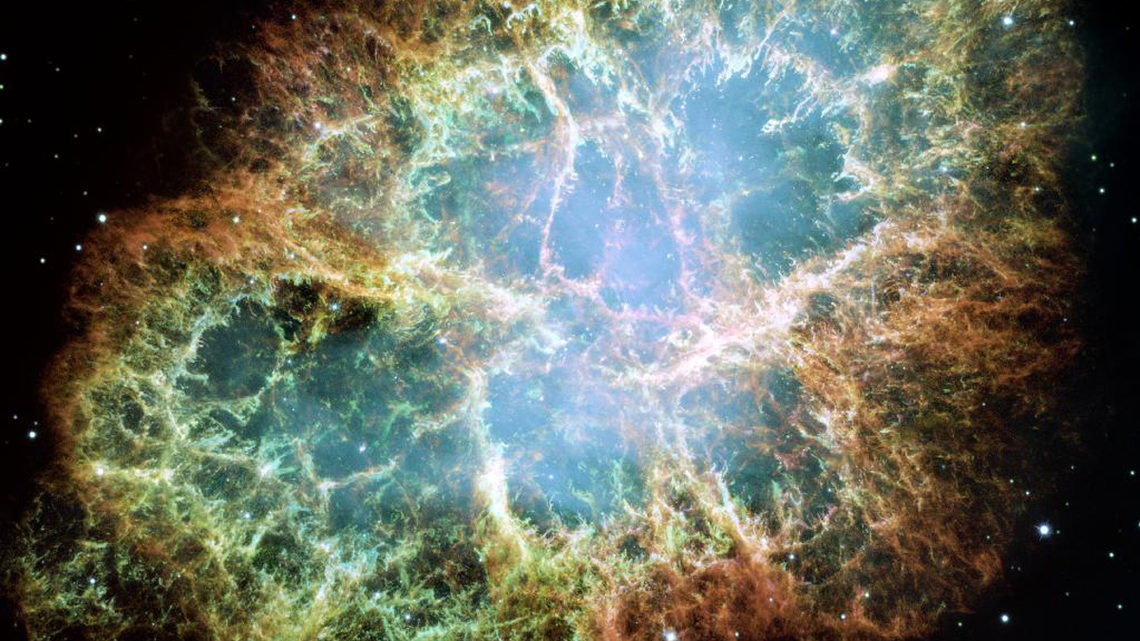 Image showing The Crab Nebula, a supernova remnant long considered a steady, sedate member of the Milky Way neighborhood