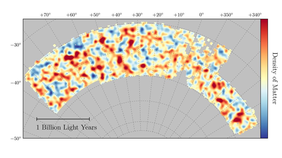 map of dark matter is made from gravitational lensing measurements of 26 million galaxies