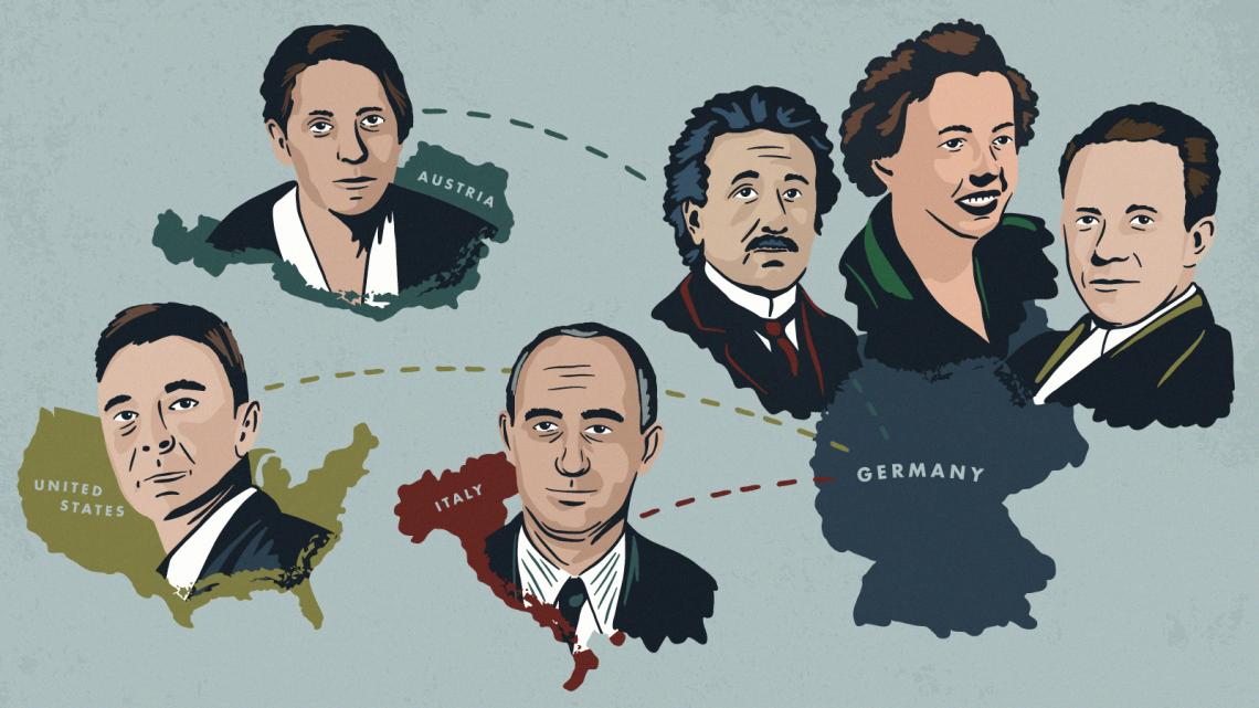 Illustration of prominent scientists that spent time in Germany leading up to WWII