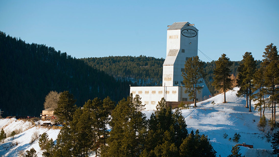 Photo of The Homestake mine in South Dakota, known for its iconic headframes and a depth of more than 8000 feet, closed in 2003