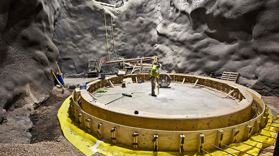 Photo of floor of the Davis cavern is designed to support the heavy, cylindrical water tank that will surround the LUX detector