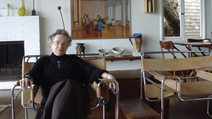 Photograph of June Schwarcz at home
