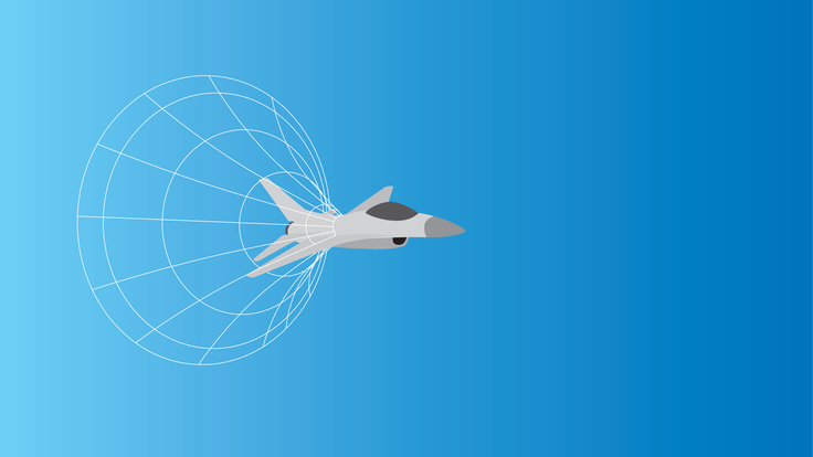 Illustration of a jet breaking the sound barrier