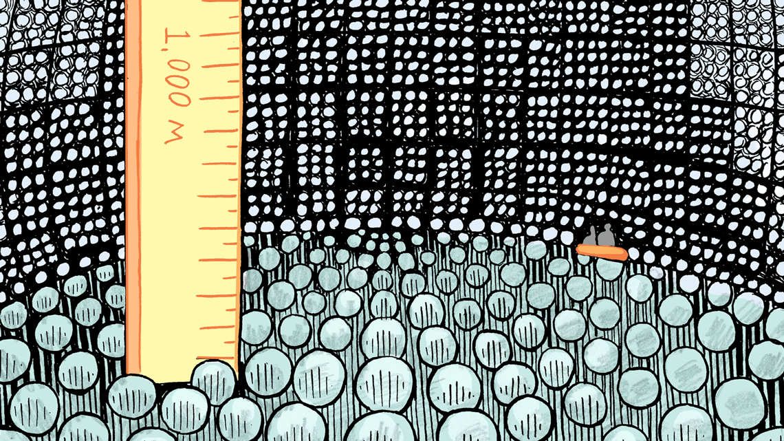 Illustration of 1,000 meters below of Kamioka Observatory