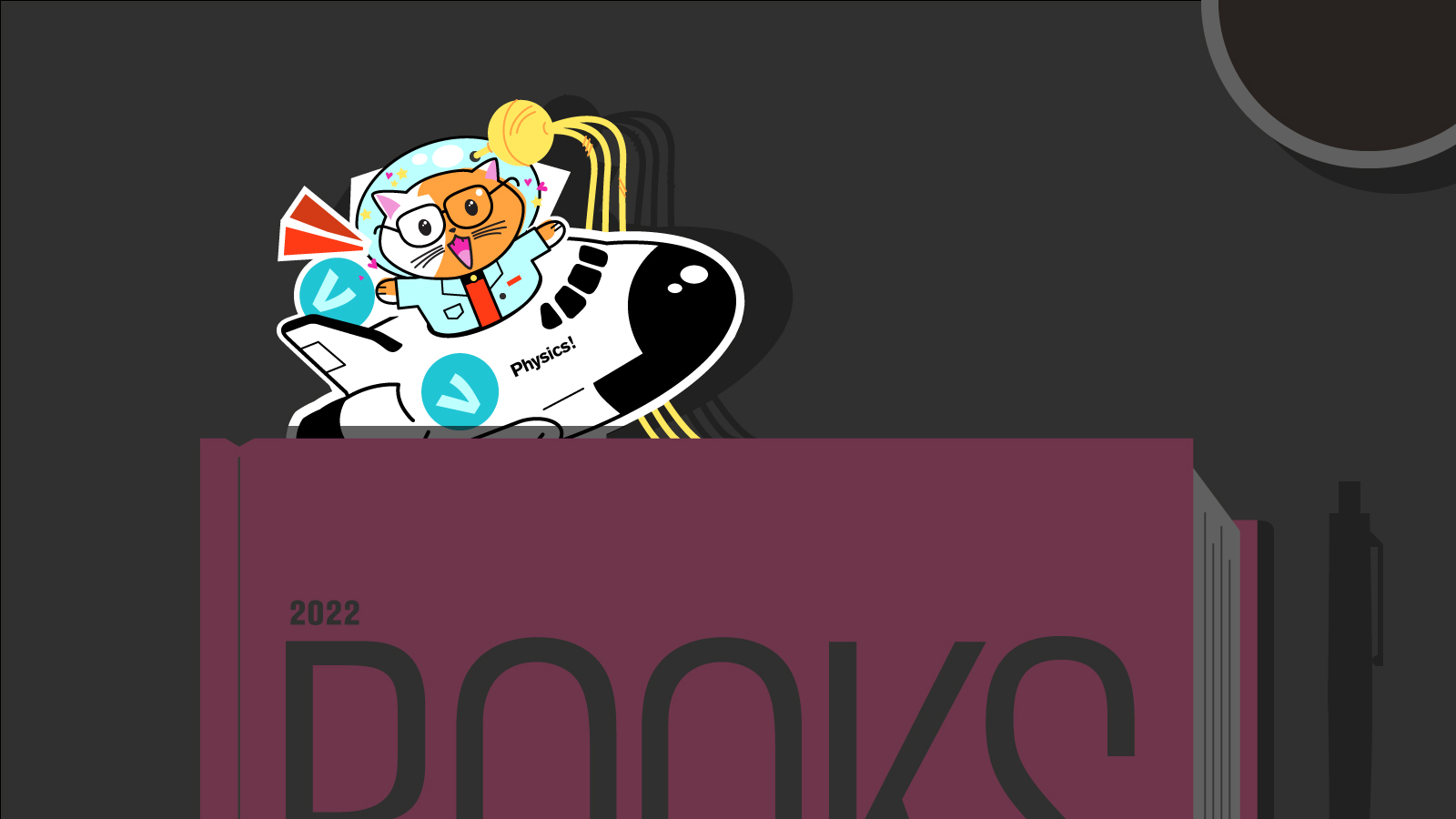 Illustration of a playful bookmark poking out of a book