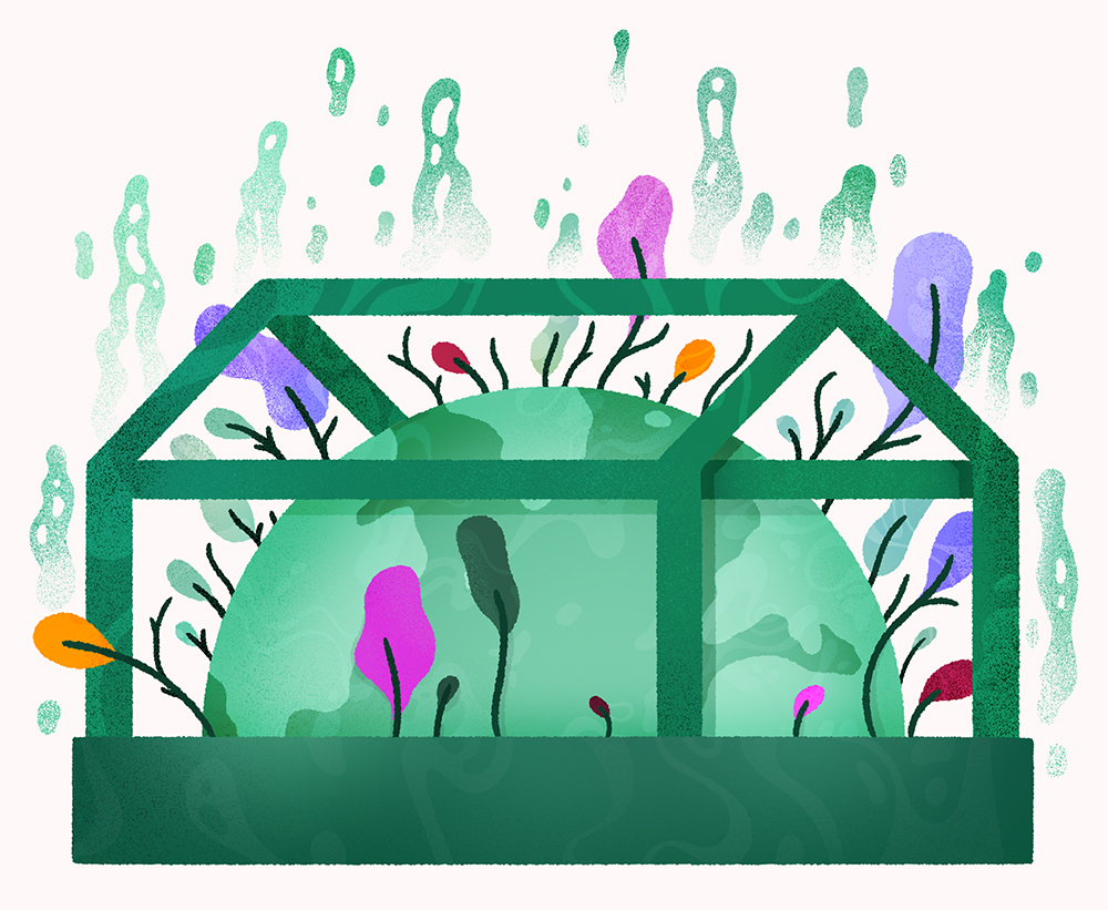 Illustration representing greenhouse gasses