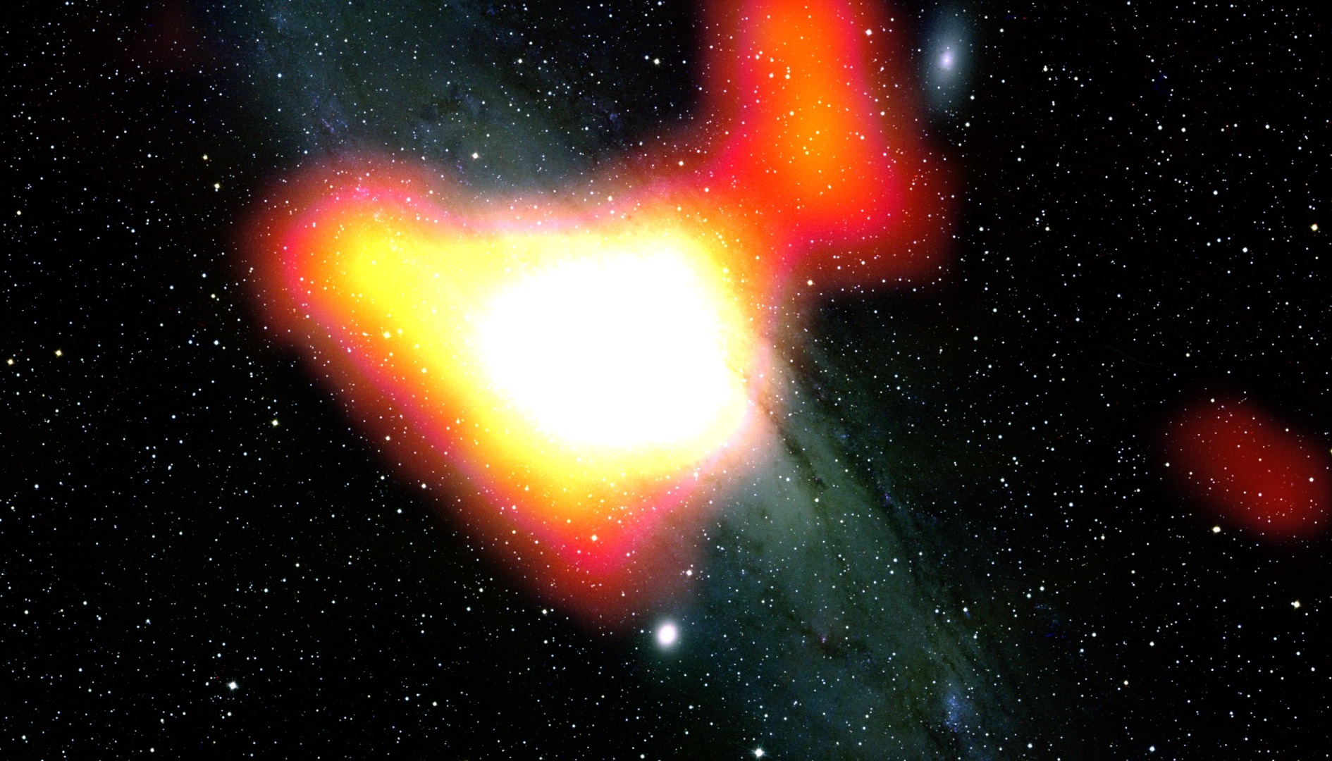 Image of the gamma-ray glow in Andromeda captured by the Fermi satellite