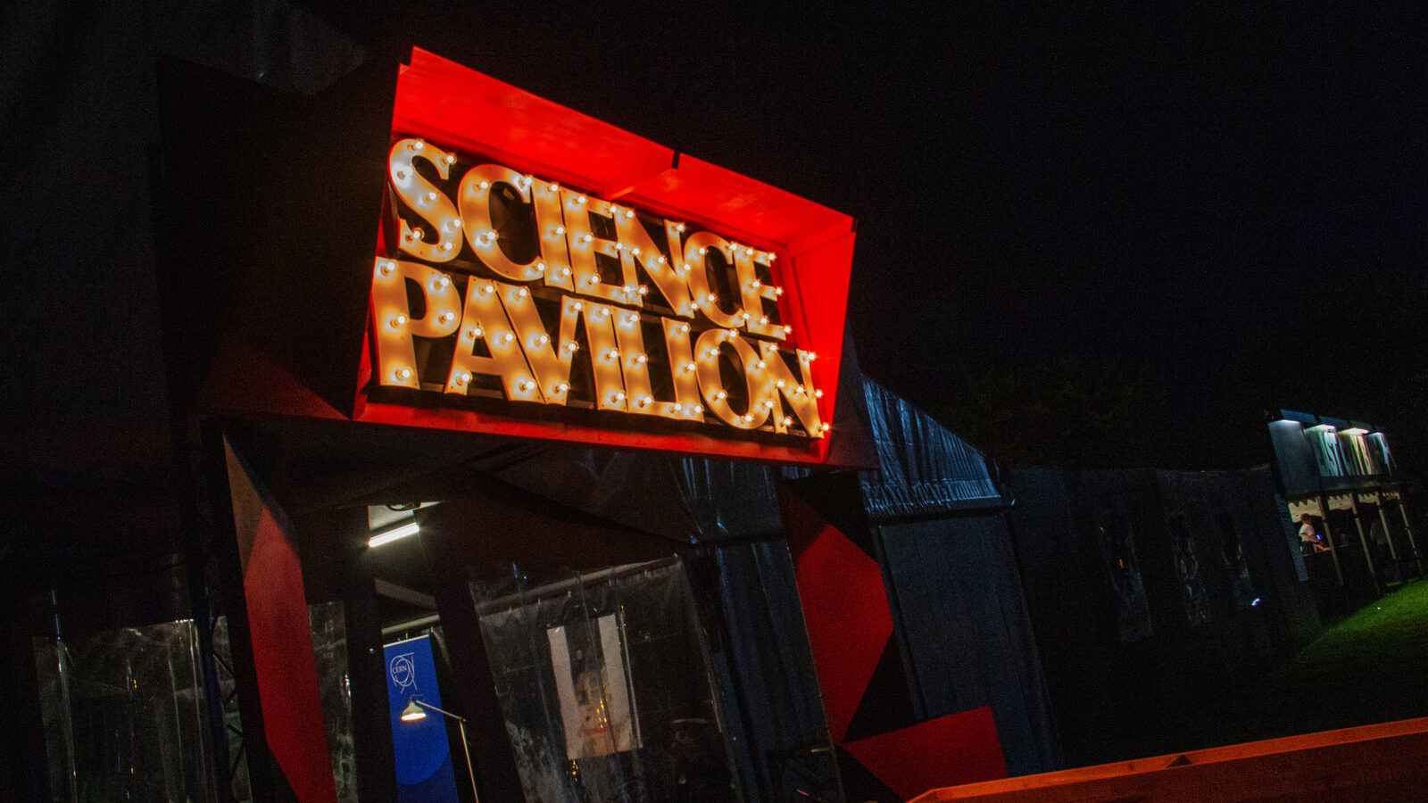 "Science Pavilion" in illuminated letters