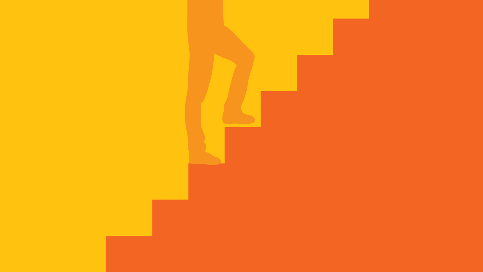 An illustration of a person walking up a flight of stairs