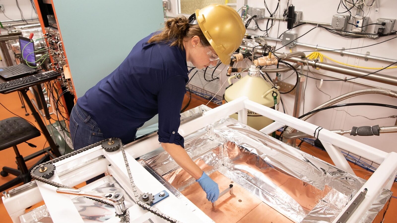 Brianna Mount, assistant professor of physics at Black Hills State University, at work.