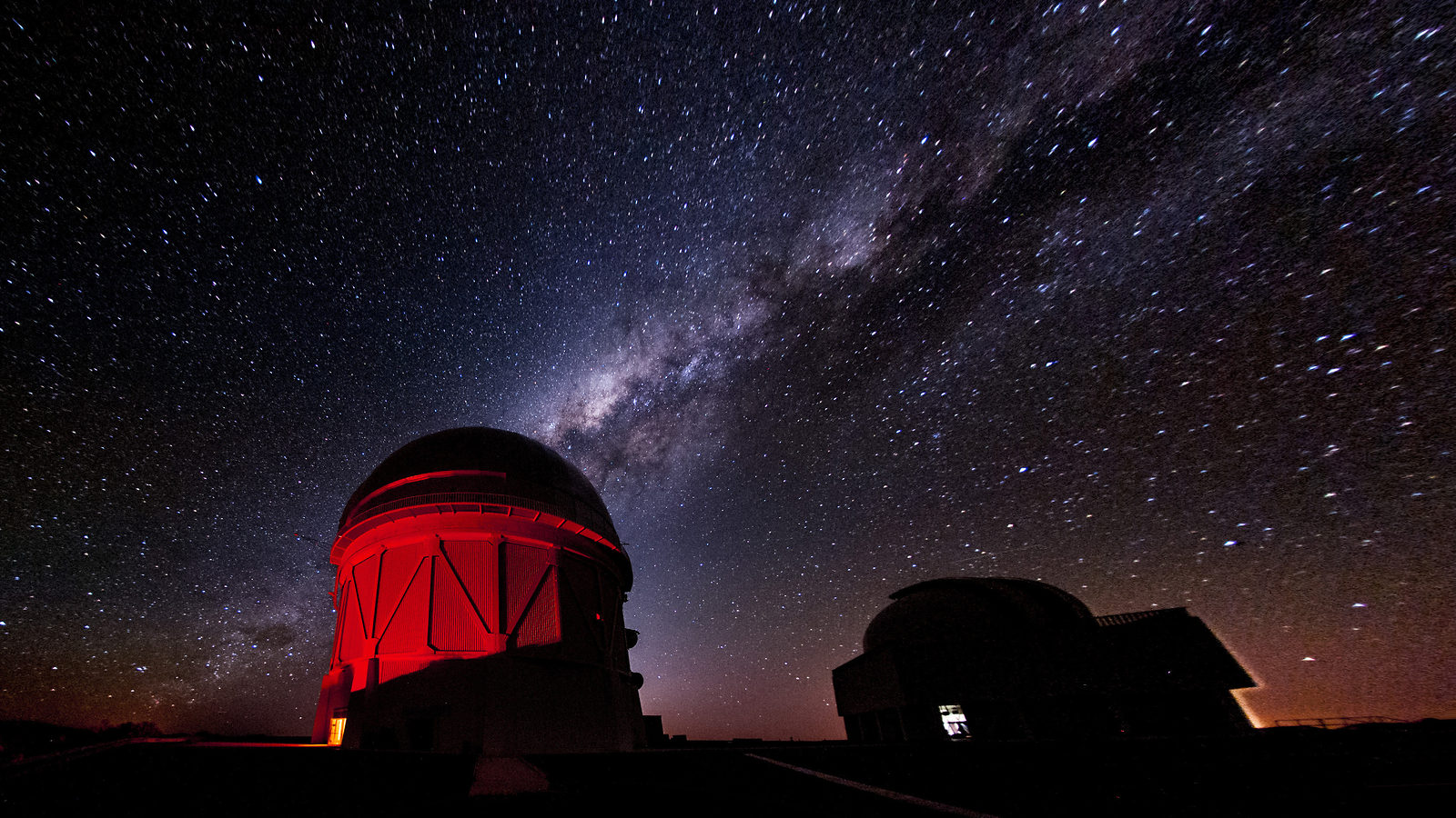 Milky Way galaxy rising over the Dark Energy Camera in Chile