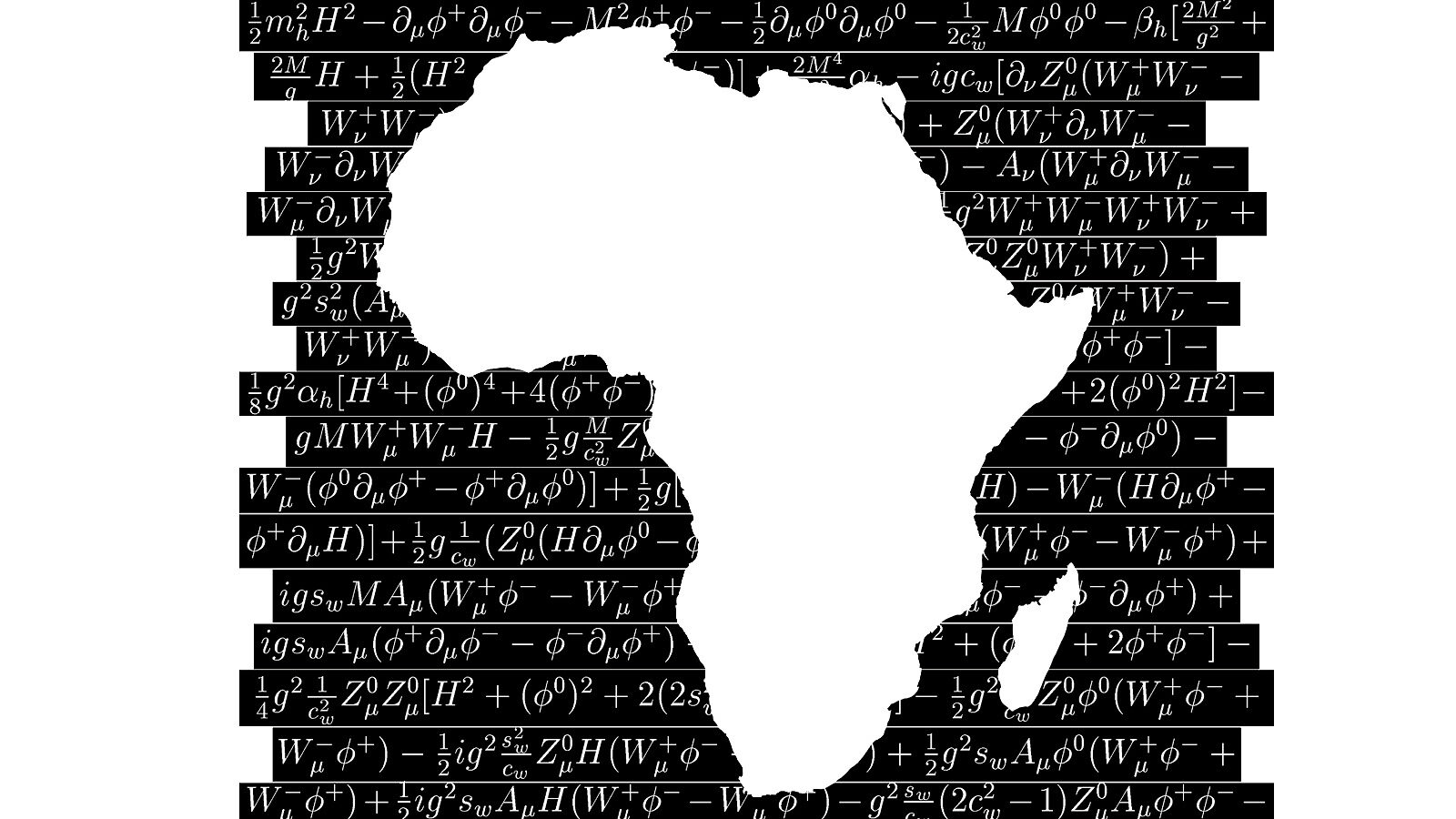 Illustration of the African continent surrounded by equations