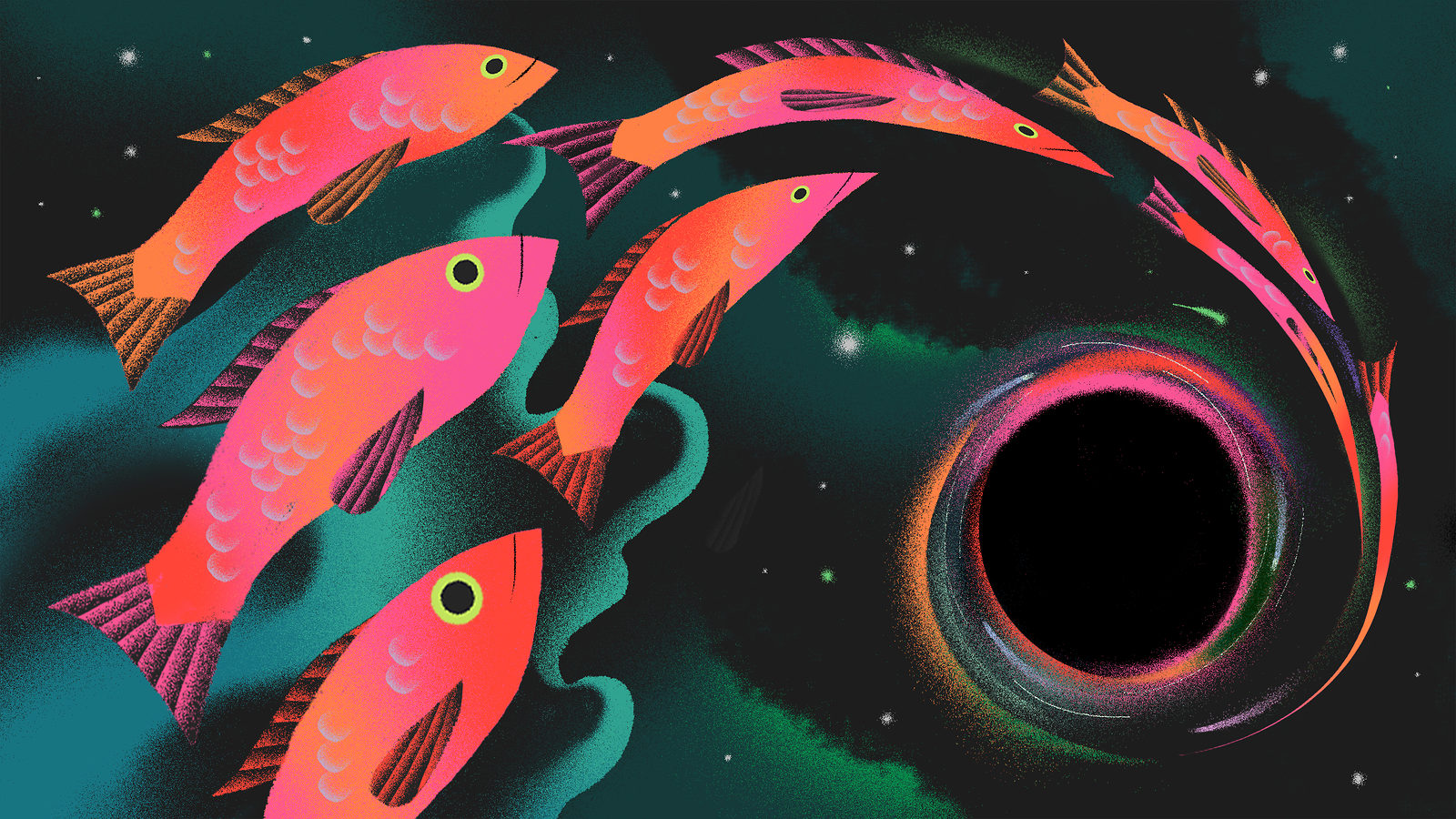Fish falling into black hole