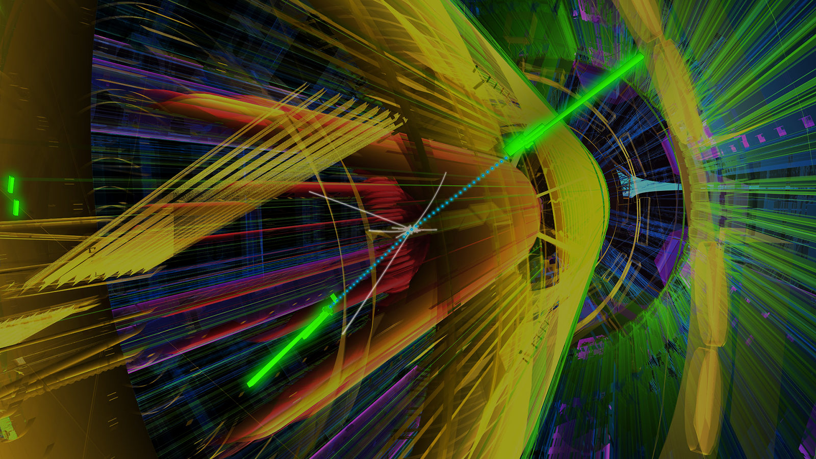 Illustration of a particle collision inside the Large Hadron Collider
