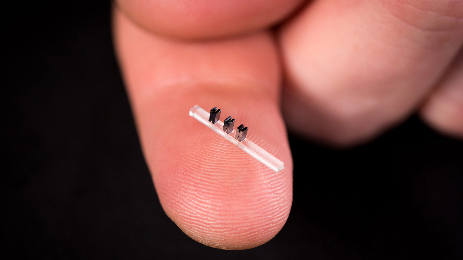 Photo of accelerator on a chip on a finger 