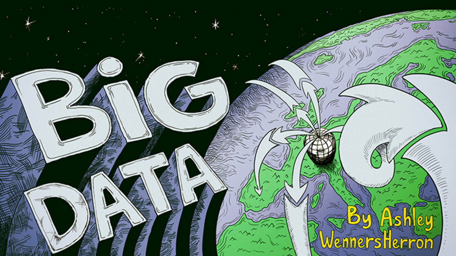 Illustration of planet in space "Big Data" written
