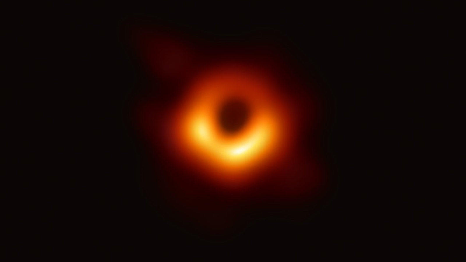 Glowing ring that is the first image of light at the event horizon of a black hole