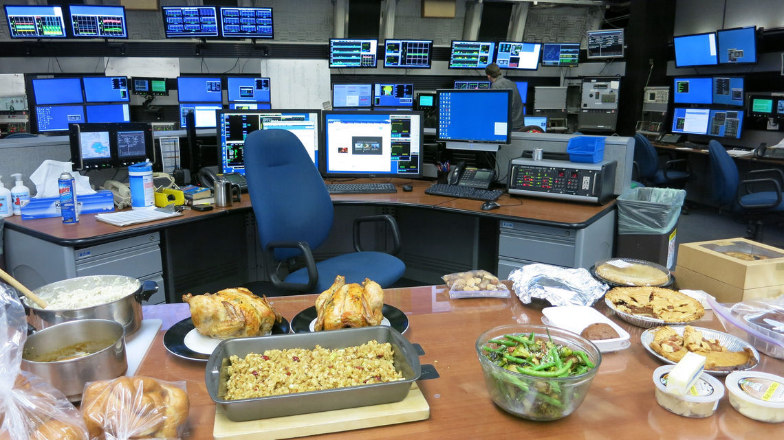 Photo of Fermilab Main Control Room holiday food