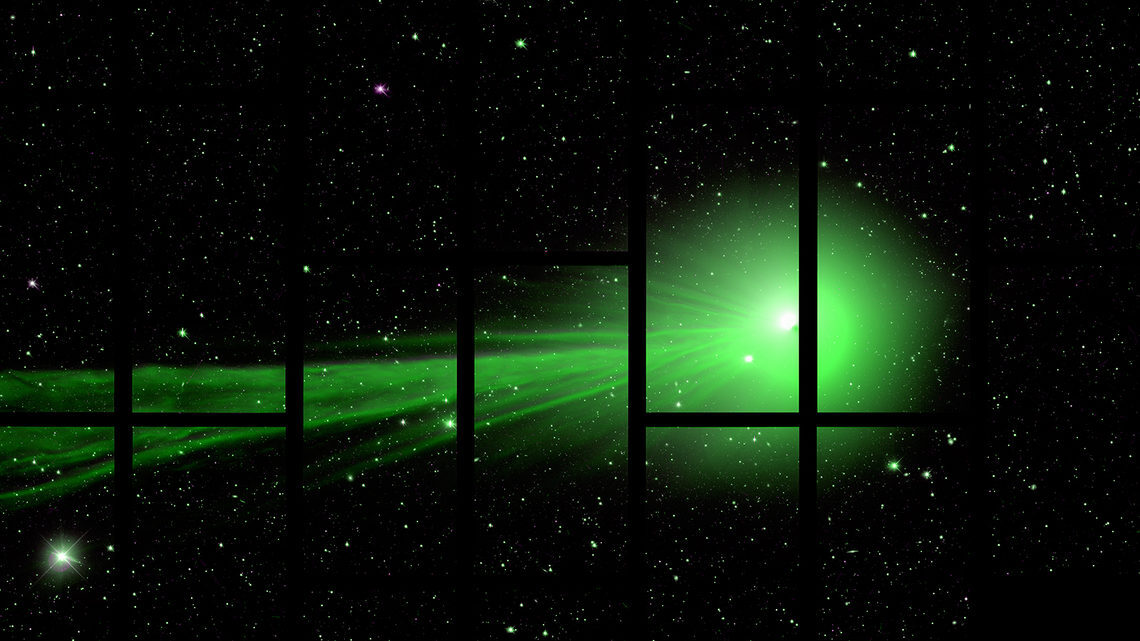 Green comet grid overlay