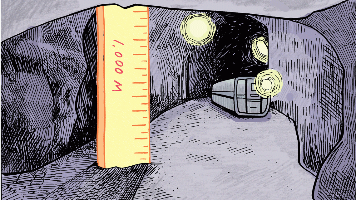 Illustration of 1,000 meters below in Stawell Underground Physics Laboratory