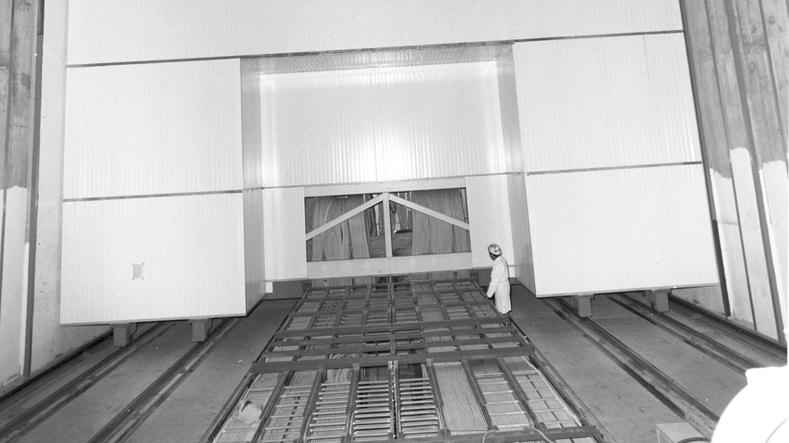 The UA1 experiment in the beam in ECX5, before the installation of the shielding wall.