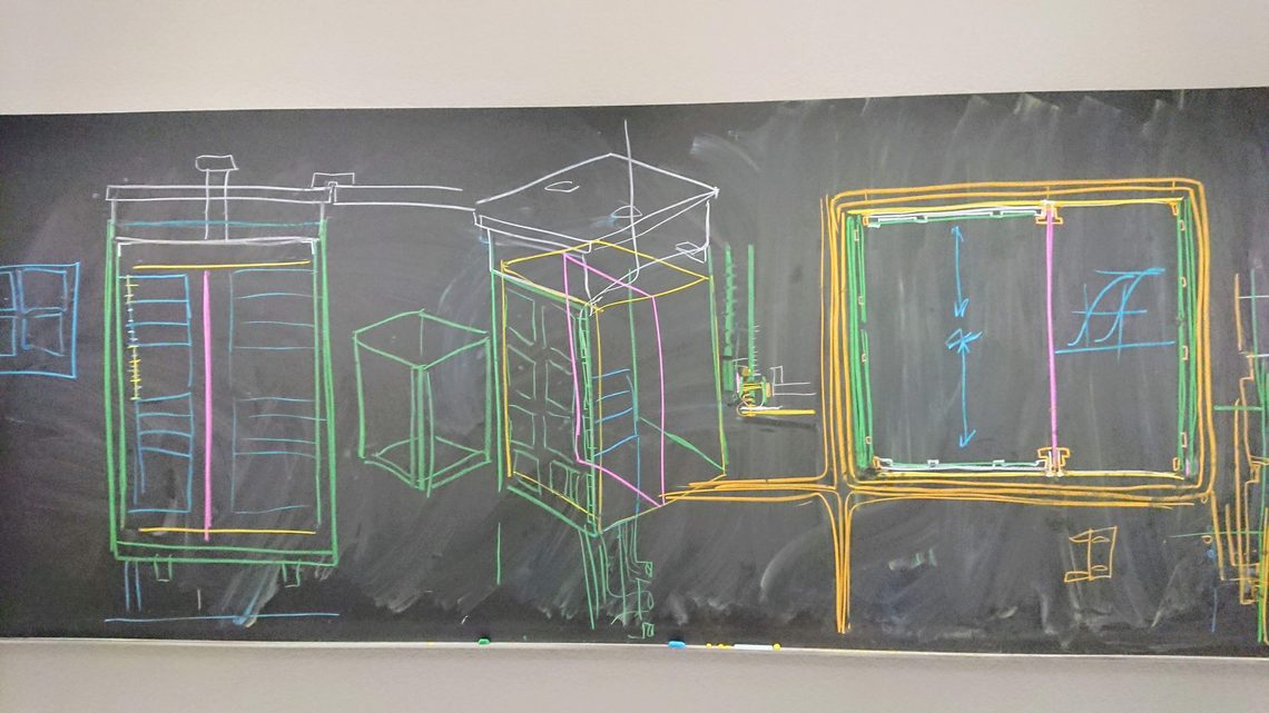A blackboard drawing of an ArgonCube module