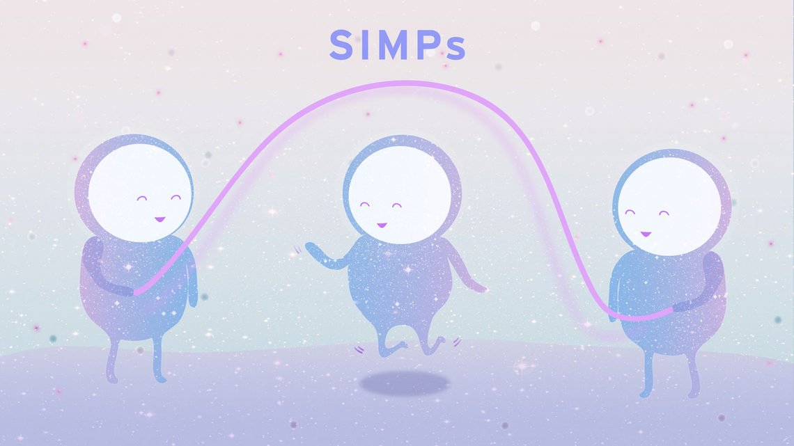 Illustration of SIMPS particles playing jump rope