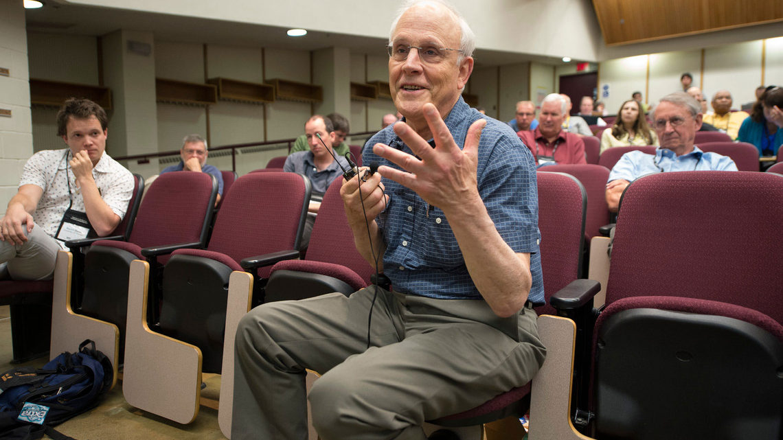 Photo of people sharing their opinions at the Snowmass meeting presentations were streamed for those who couldn't attend
