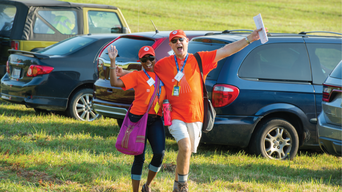 Fermilab employees Jemila Adetunji and Joel Kofron arrive on site excited to welcome thousands of visitors.