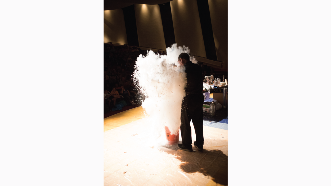 Mr. Freeze gave four cool performances throughout the day, to the delight of audiences in Ramsey Auditorium.