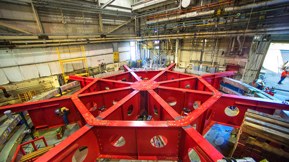 Photo of the Muon g-2 electromagnet in its old home at Brookhaven National Laboratory
