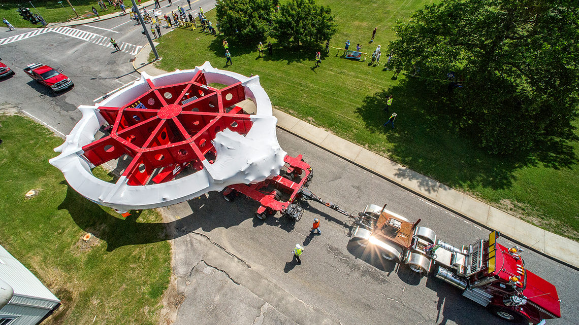 Photo of ring moved across the Brookhaven site on June 22