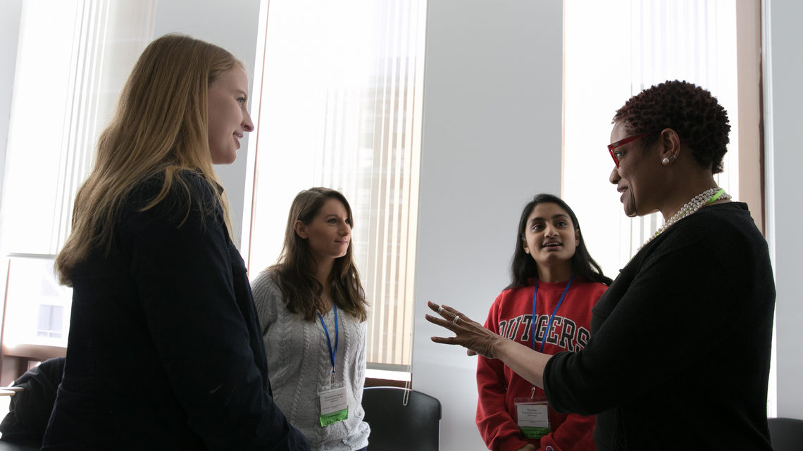Photo of students attending the conference: the opportunity to meet and network with women with successful careers in physics.
