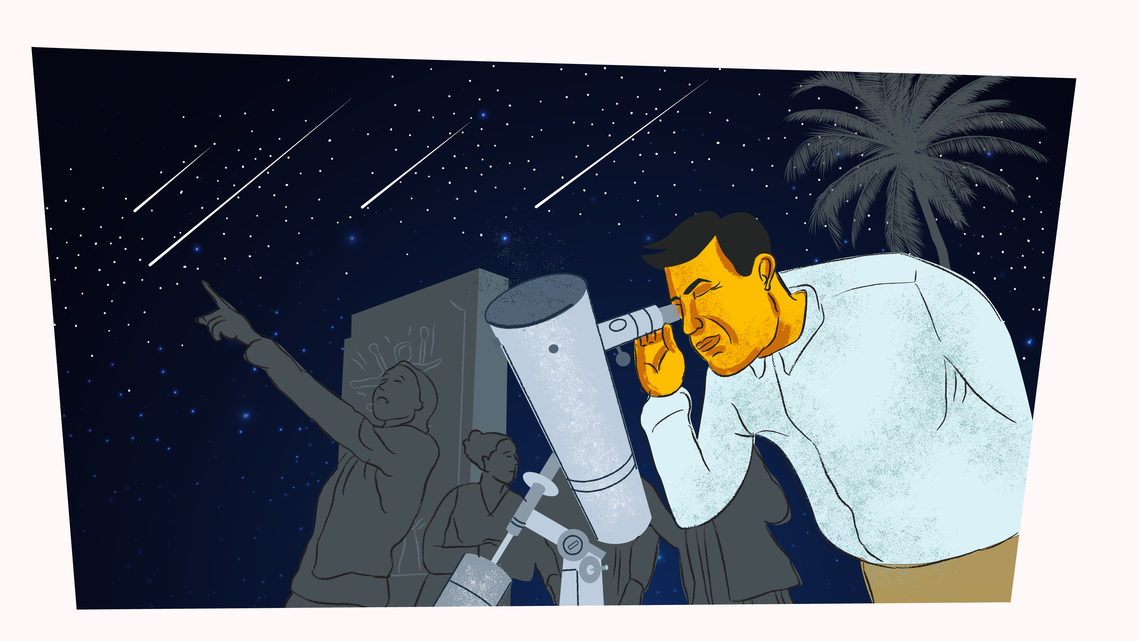 Illustration of Aranda stargazing