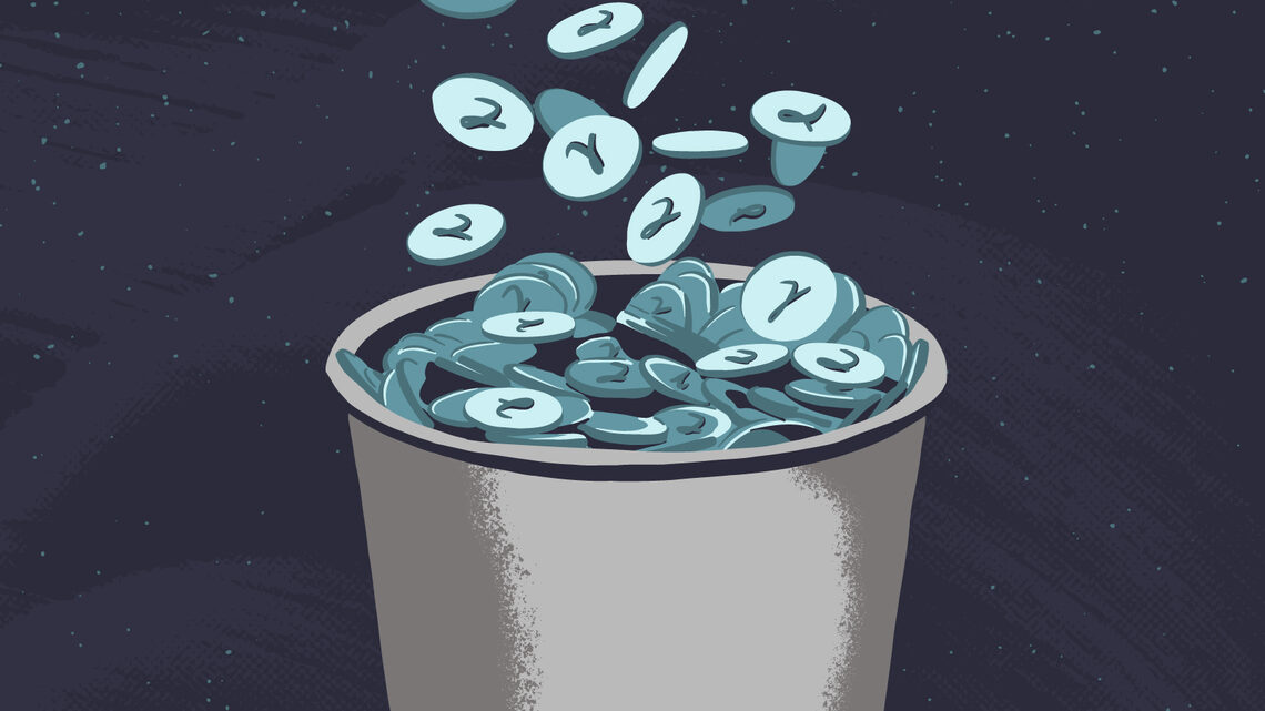 Illustration: an overflowing amount of "coins" with the photon symbol on them