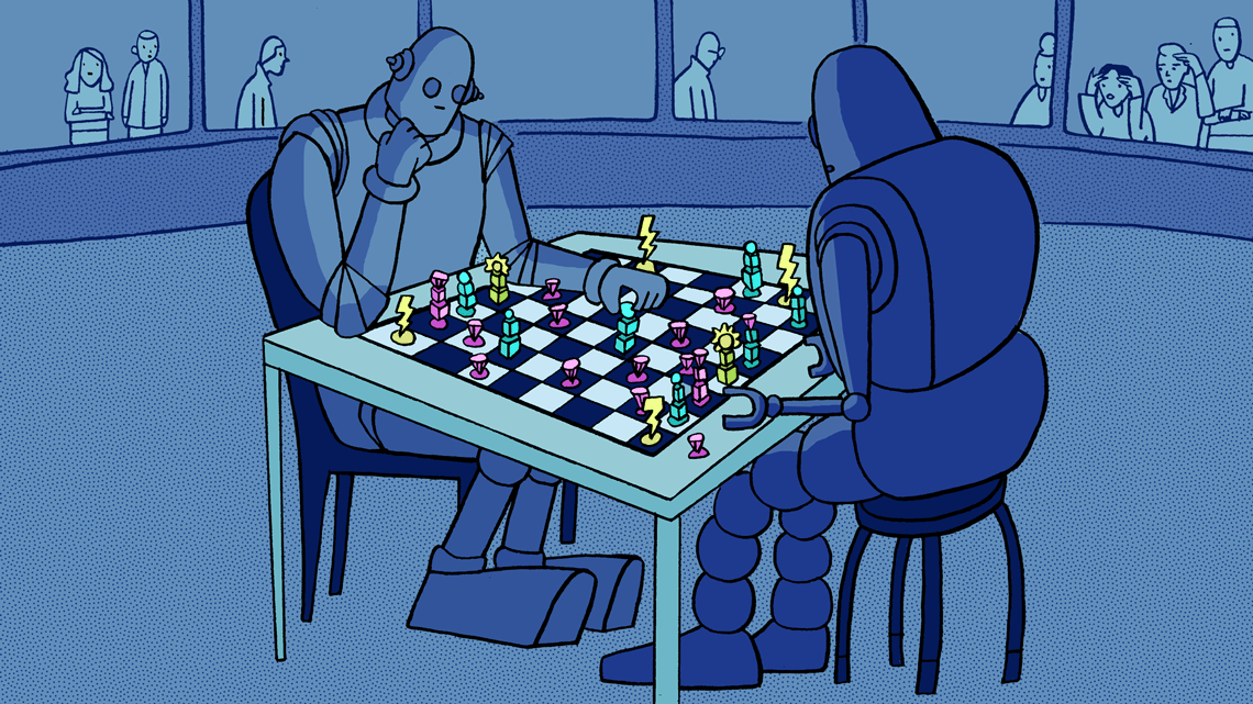 Quantum computing robots playing chess