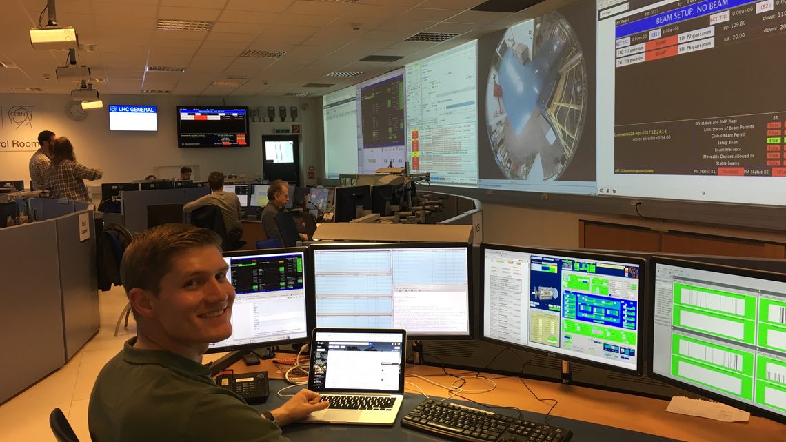 Pasner in a control room at CERN