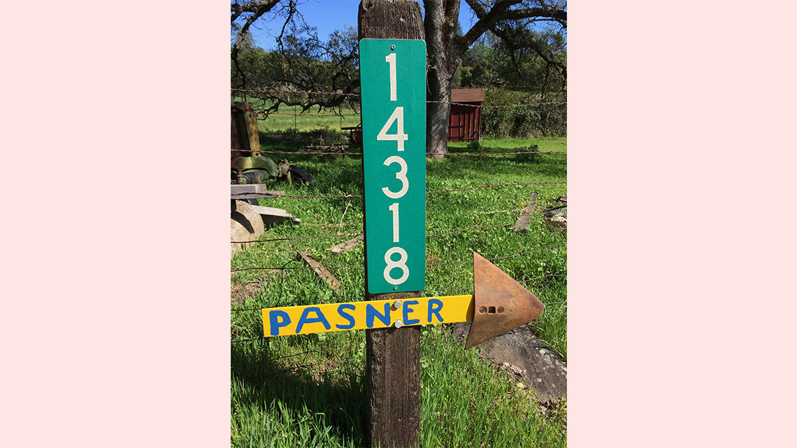 A signpost on the Pasner farm